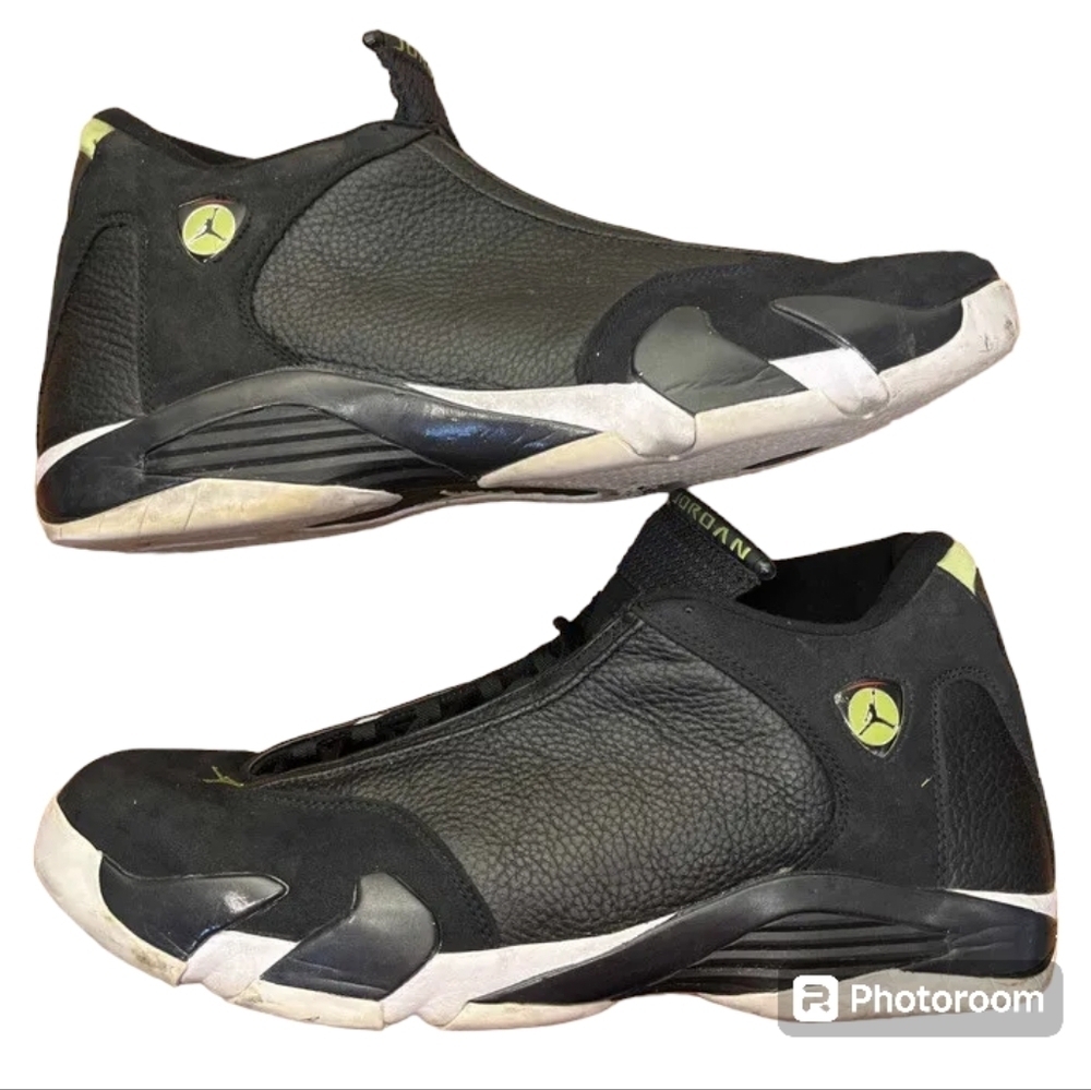 Nike Air Jordan 14 Retro Indiglo XIV 487471-005 Black White Shoes Mens  Size 12